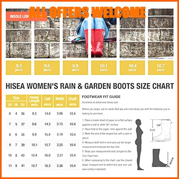 Waterproof Mid Calf Rain Boots, Slip-Resistant, 1.2 Inch Heel, Garden Boots - Picture 5 of 7